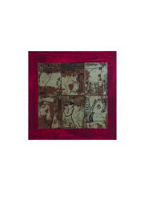 tela con applicazione metallica 80x80 pennarello